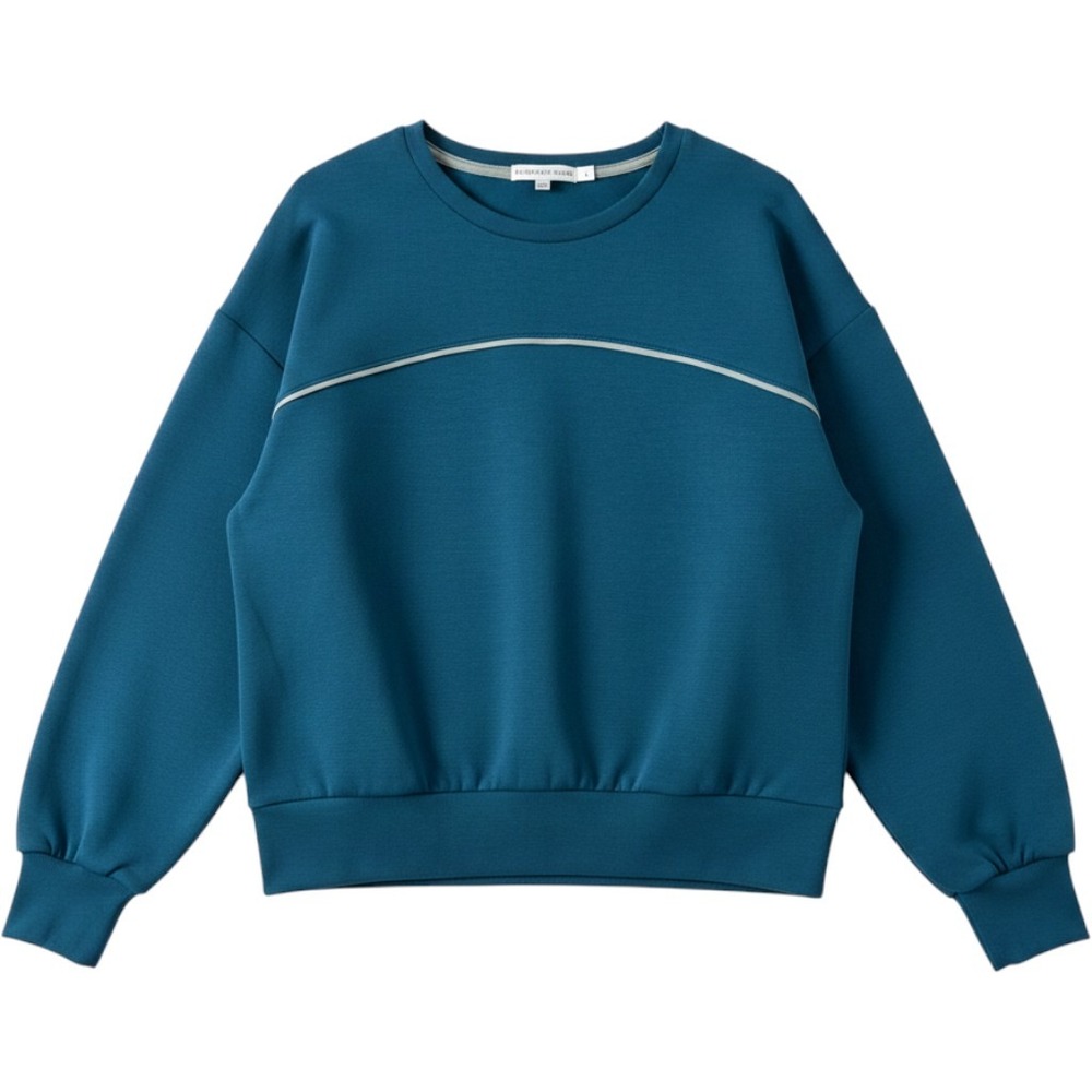 Sincerely Jules Teal Blue Piping Detail Crewneck Sweatshirt Large